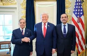 President Trump with PM Sharif and Field Marshal Munir at White House